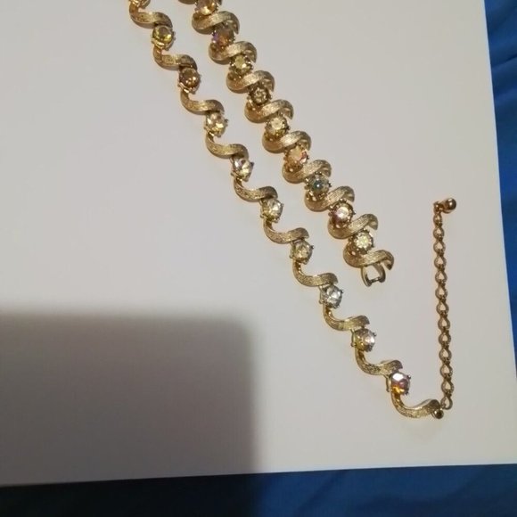 Kramer Set Erings Bracelet And Necklace Watermelon Rivoli Rimestones Rg1 - Picture 9 of 9